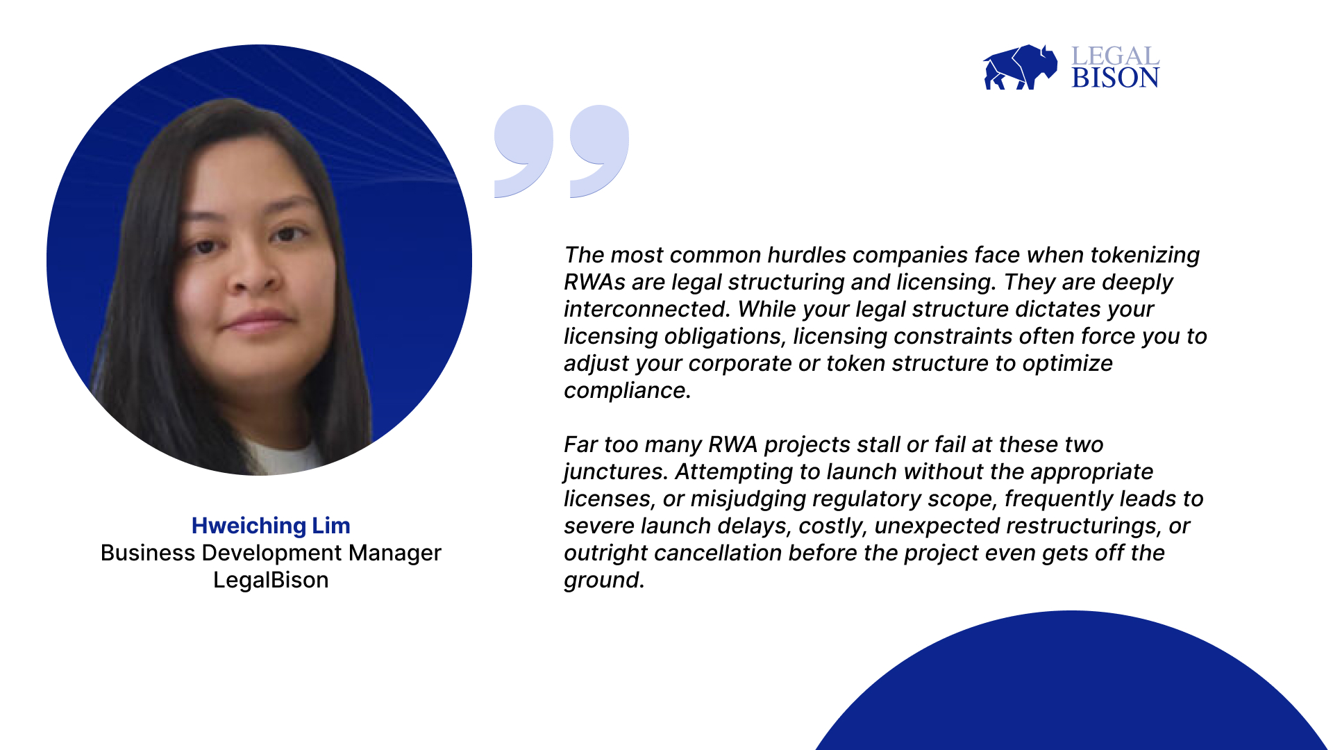 Hweiching Lim from LegalBison giving her expert take on asset tokenization